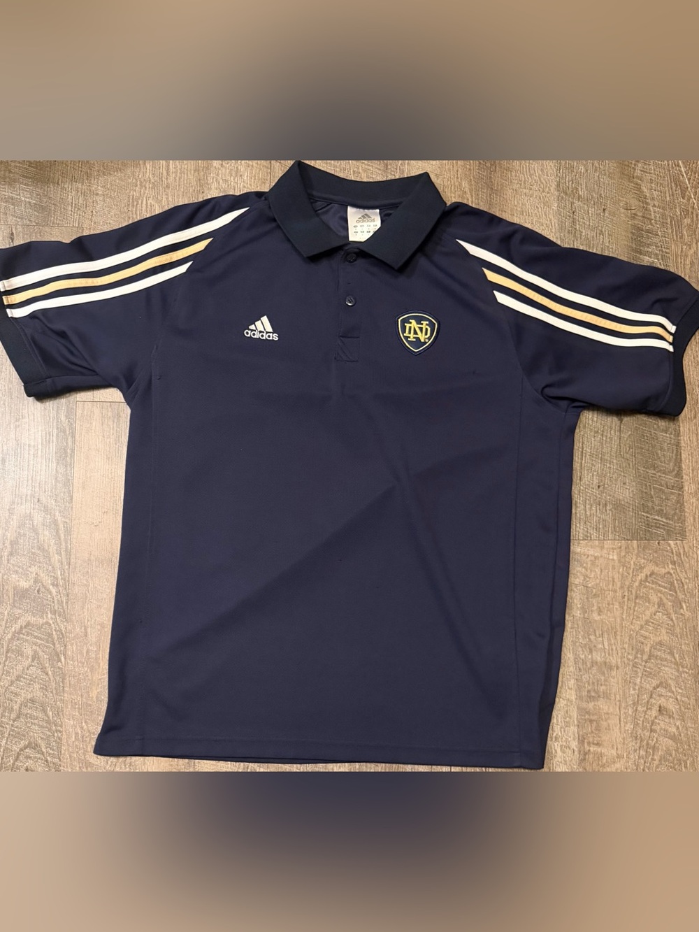 Adidas Notre Dame Fighting Irish Navy Blue Polo Shirt - Size Medium